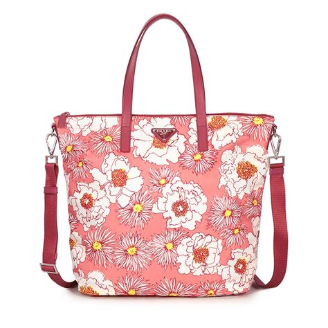 prada nylon tote rose fiore|Prada tote bag.